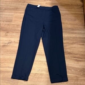 Talbots Navy Stretch Cuffed Trouser Pants Large NWT